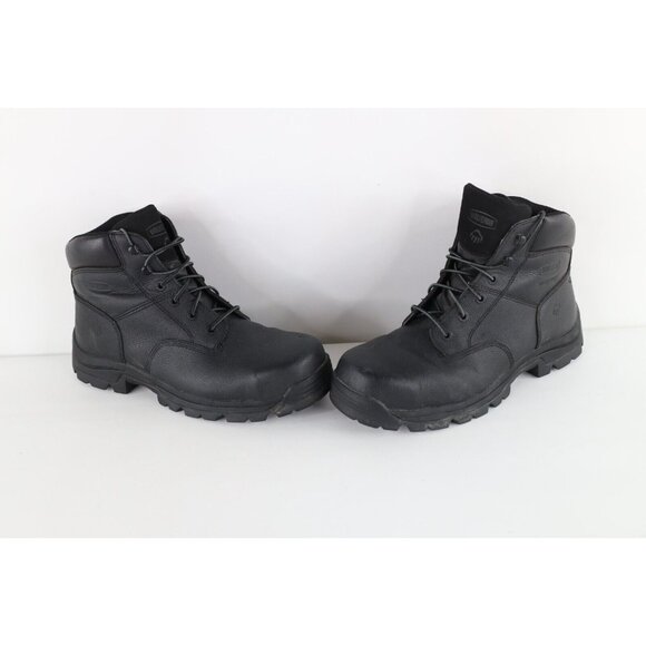 Vintage Wolverine Boots Mens 13M Steel Toe Leather Waterproof Work Boots Black